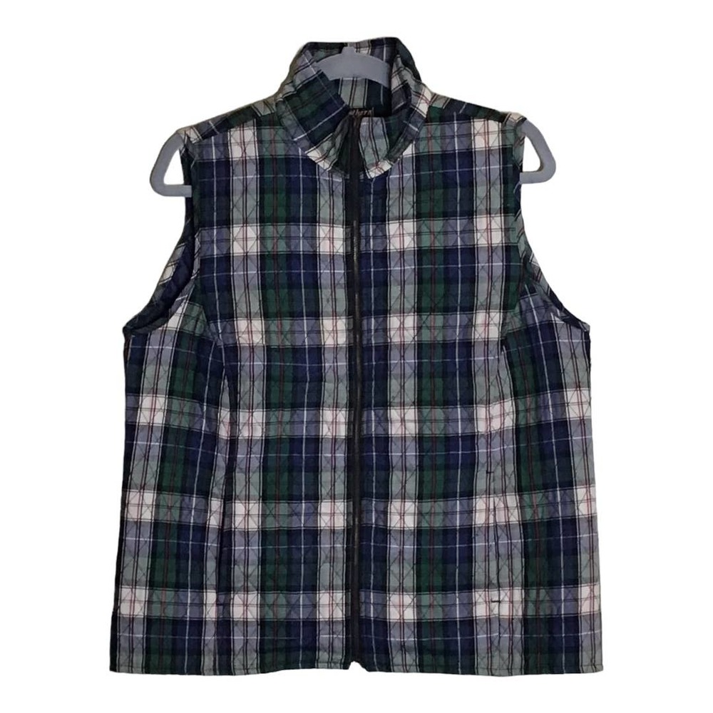 Women’s quilted plaid vest Sz Med Grandmacore cottagecore Farmwear EUC